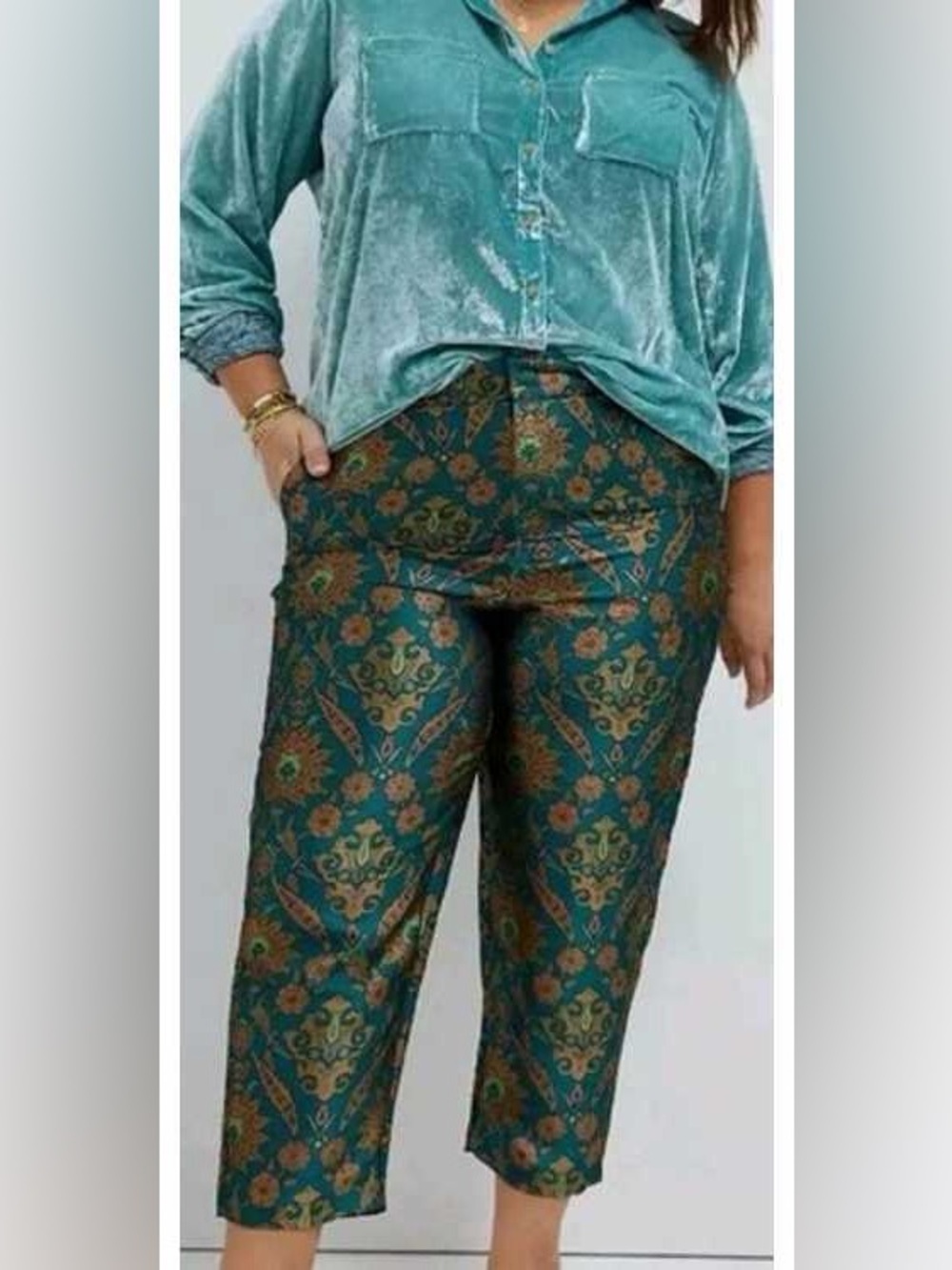ANTHROPOLOGIE MAEVE Whimsical Melyssa Jacquard Floral Brocade Trouser Pants